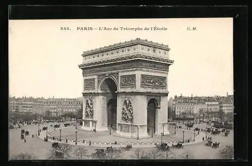 AK Paris, L`Arc de Triomphe de l`Etoile, Blick auf Triumphbogen