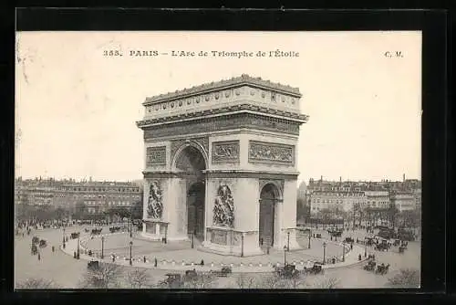 AK Paris, L`Arc de Triomphe, Triumphbogen