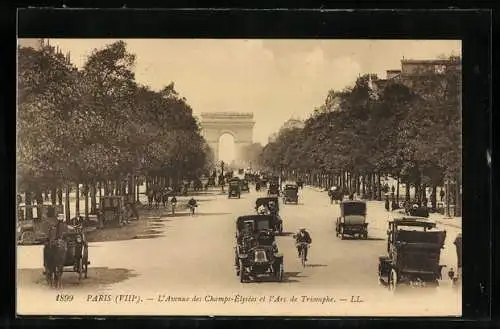 AK Paris, L`Arc de Triomphe, L`Avenue des Champs-Èlysèes, Triumphbogen
