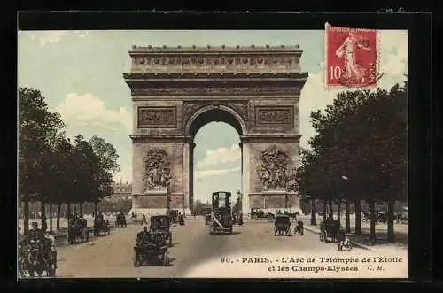 AK Paris, L`Arc de Triomphe de l`Etoile et les Champs-Elysées