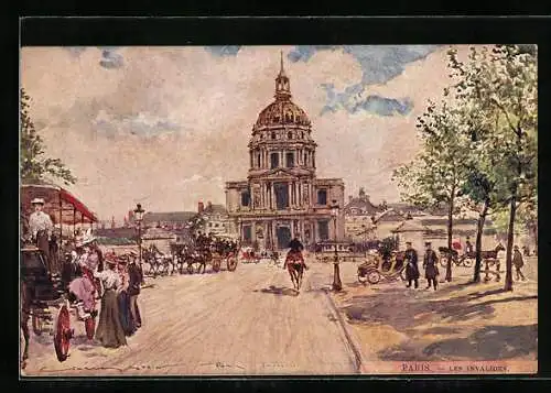 Künstler-AK Georges Stein: Paris, Les Invalides mit Kutschen