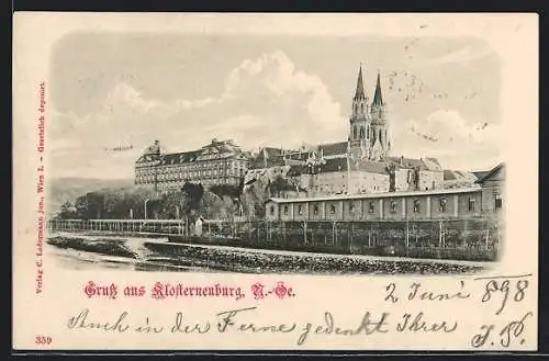 AK Klosterneuburg /N.-Ö., Teilansicht mit Wallfahrtskirche