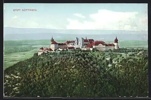 AK Göttweig, Blick zum Stift auf dem Berg