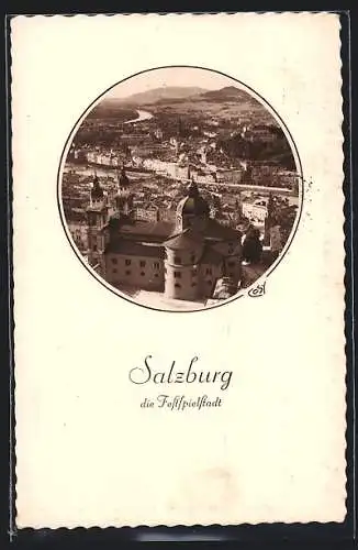 AK Salzburg, Die Festspielstadt aus der Vogelschau