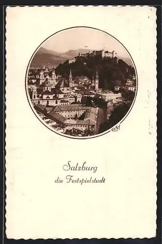 AK Salzburg, Die Festspielstadt mit Festung Hohensalzburg