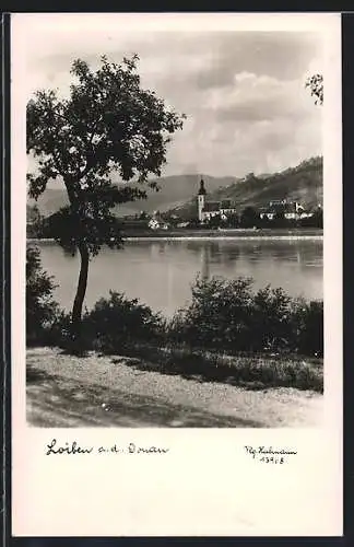 AK Loiben an der Donau, Blick über die Donau zur Ortschaft