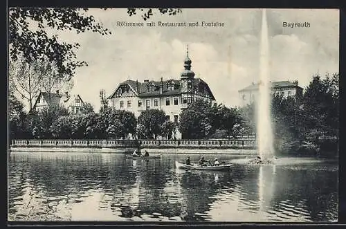 AK Bayreuth, Röhrsee mit Restaurant und Fontaine