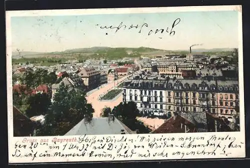 AK Bayreuth, Stadtansicht aus der Vogelschau