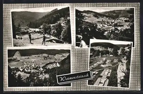 AK Warmensteinach i. Fichtelgebirge, zwei Ortsansichten mit Schwimmbad und Mini-Golfplatz