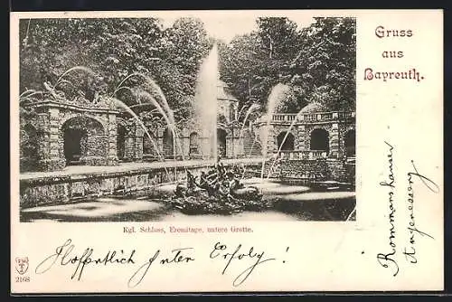 AK Bayreuth, Kgl. Schloss, Eremitage, untere Grotte