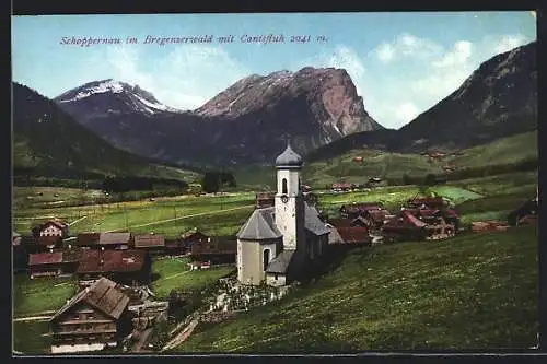 AK Schoppernau im Bregenzerwald, Ortsansicht mit Canisfluh
