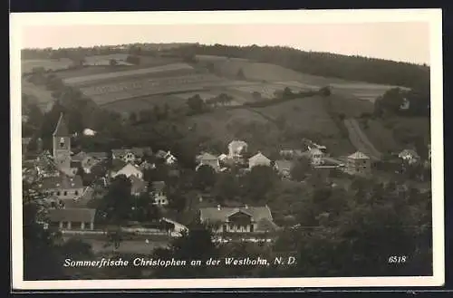 AK St. Christophen a. d. Westbahn /N. D., Ortsansicht von einem Berg aus