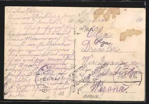 AK Christofen a. d. Westbahn /N.-Oe., Gesamtansicht von einem Berg aus