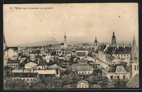 AK St. Pölten, Stadtansicht vom Kaiserwald aus