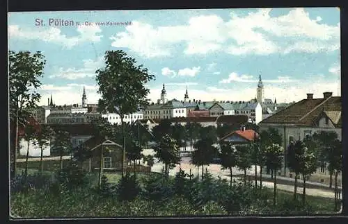 AK St. Pölten, Ortsansicht vom Kaiserwald aus gesehen