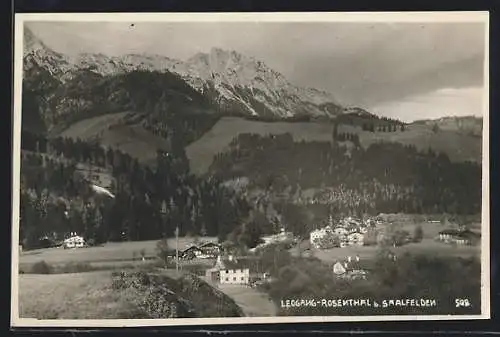 AK Leogang-Rosenthal b. Saalfelden, Totalansicht von einem Berg aus