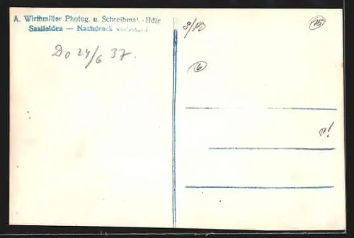 AK Leogang-Rosenthal b. Saalfelden, Totalansicht von einem Berg aus