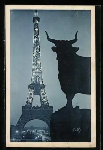 Künstler-AK Paris, La Tour Eiffel, Eiffelturm