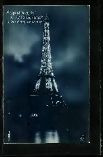 AK Paris, La Tour Eiffel vue de Nuit, Eiffelturm bei Nacht