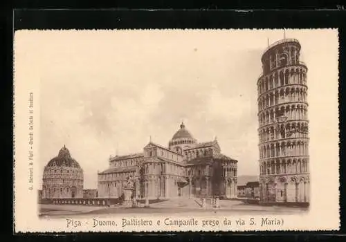AK Pisa, La Torre Pendente, Der schiefe Turm von Pisa, Duomo, Baltistero e Campanile preso da via S. Maria