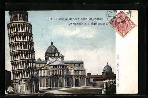 AK Pisa, Parte posteriore della Cattedrale il Campanile e il Camposanto
