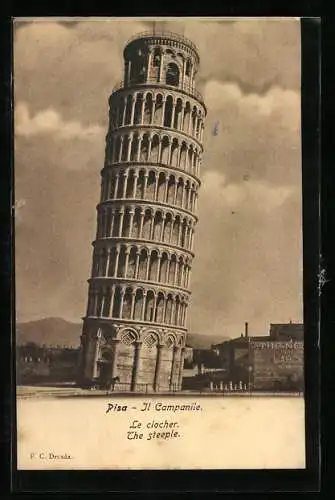 AK Pisa, La Torre Pendente, Der schiefe Turm von Pisa