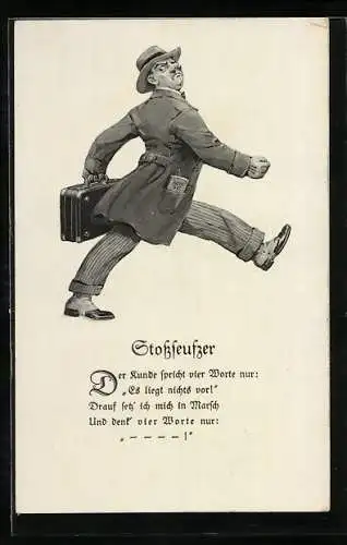 AK Scherz, Stossseufzer, Der Kunde spricht vier Worte nur: Es liegt nichtsvor!...