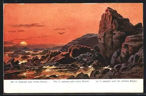 Künstler-AK Friedrich Perlberg: Abusir, der II. Katarakt und die Felsen