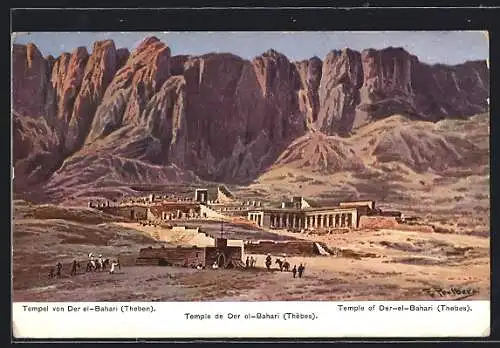 Künstler-AK Friedrich Perlberg: Thebes, Temple de Der el-Bahari