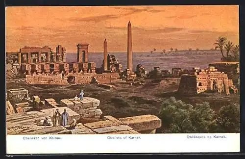Künstler-AK Friedrich Perlberg: Karnak, Obélisques