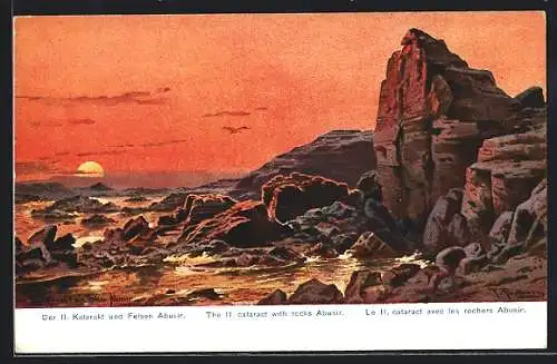Künstler-AK Friedrich Perlberg: Abusir, der II. Katarakt und die Felsen