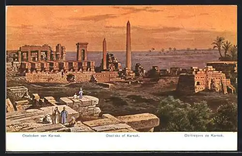 Künstler-AK Friedrich Perlberg: Karnak, Obélisques