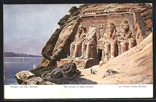 Künstler-AK Friedrich Perlberg: The temple of Abu Simbel