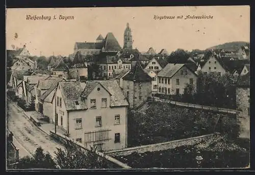 AK Weissenburg /Bay., Ringstrasse mit Andreaskirche aus der Vogelschau