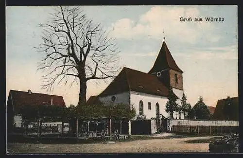 AK Wörnitz, Ortspartie mit Kirche