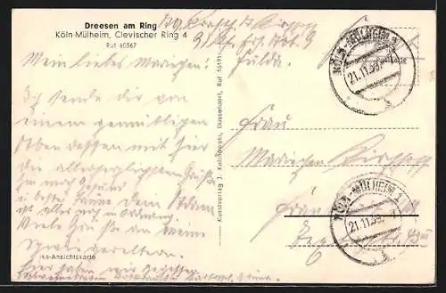 AK Köln-Mülheim, Gasthaus Dreesen am Ring, Clevischer Ring 4, Innenansicht