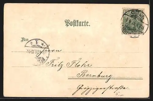 Lithographie Köln, Wappen, Rathaus mit Strasse