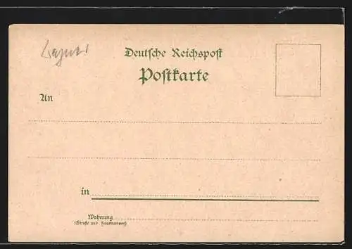 Lithographie Freiburg i. B., Ortsansicht mit Münster, Frau in Tracht