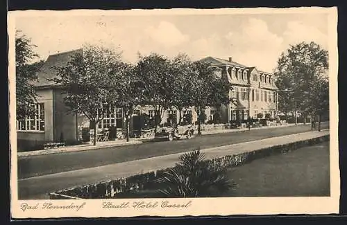 AK Bad Nenndorf, Staatl. Hotel Cassel mit Strasse u. Anlagen
