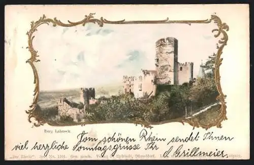 AK Lahneck, Burg Lahneck, goldener Rahmen