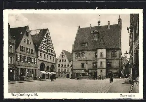 AK Weissenburg i. B., Marktplatz mit Brunnen und Rathaus