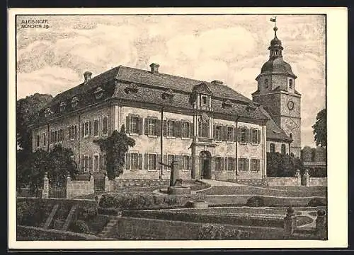 Künstler-AK Grossgründlach, Frhr. v. Hallersches Schloss mit Anlagen