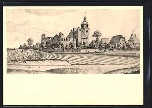 Künstler-AK Grossgründlach, Ansicht vom Schloss