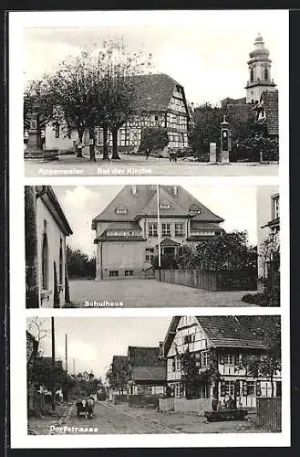 AK Appenweier, Dorfstrasse, Schule, Partie bei der Kirche