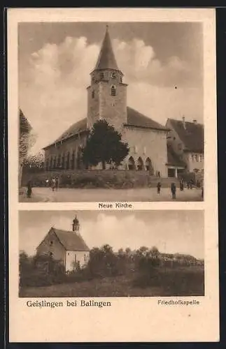 AK Geislingen /Balingen, Friedhofkapelle und Neue Kirche
