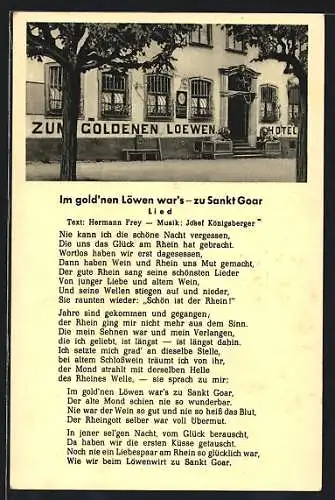 AK Sankt Goar, Hotel Im gold'nen Löwen, Lied in Textform