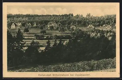 AK Oppenweiler, Heilanstalt Wilhelmsheim mit Umgebung aus der Vogelschau