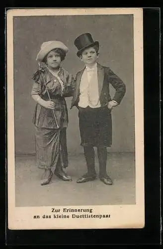 AK Zur Erinnerung an das kleine Duettistenpaar, Liliputaner-Paar
