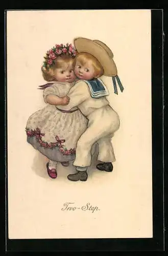 AK Two-Step, Knabe in Matrosenkostüm tanzt mit einem Mädchen