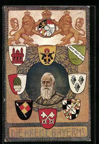 AK Prinzregent Luitpold von Bayern mit Wappen